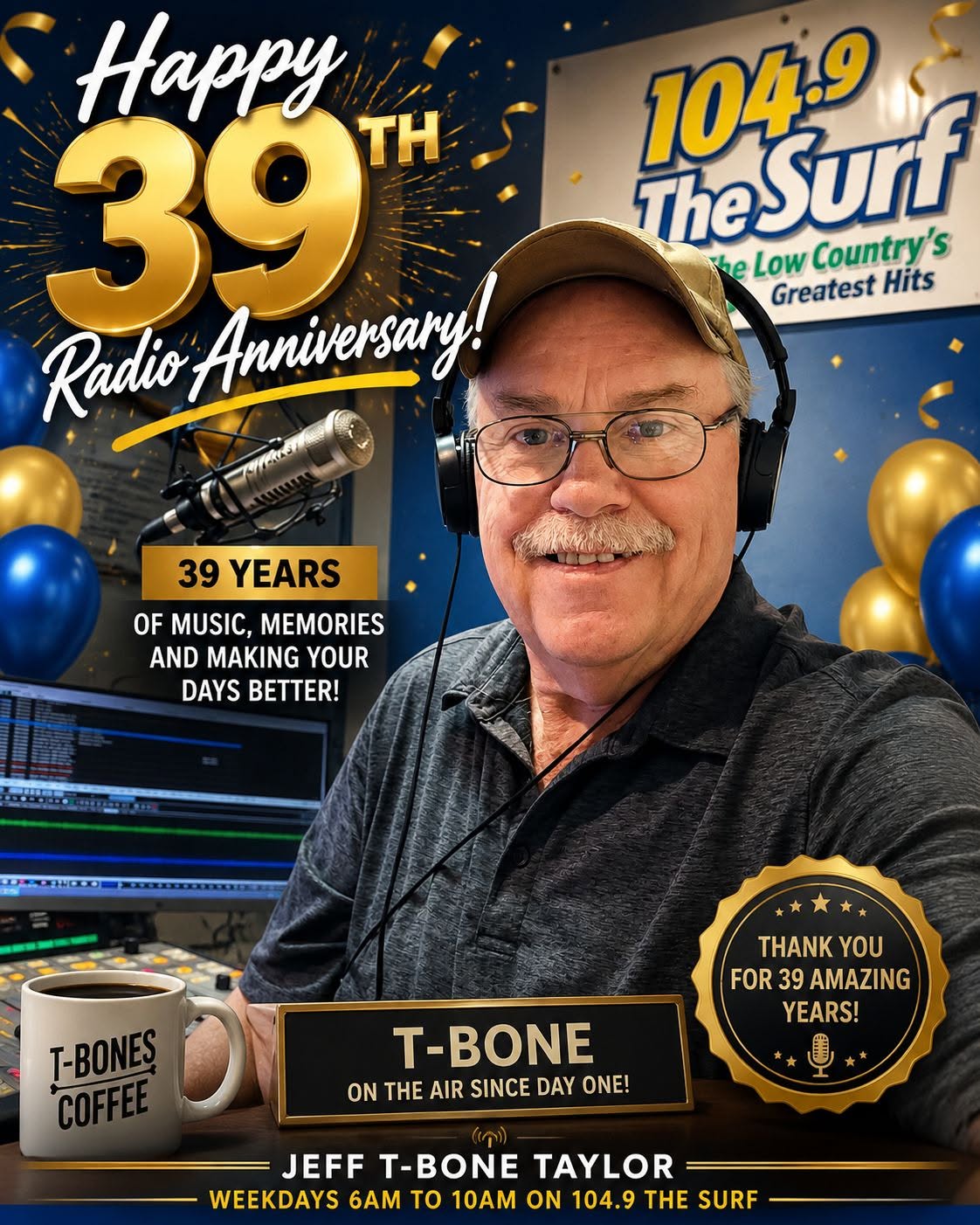 Jeff “T-Bone” Taylor celebrating 39 years in radio