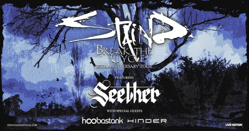 Staind Break the Cycle 25th Anniversary Tour 2027 official artwork