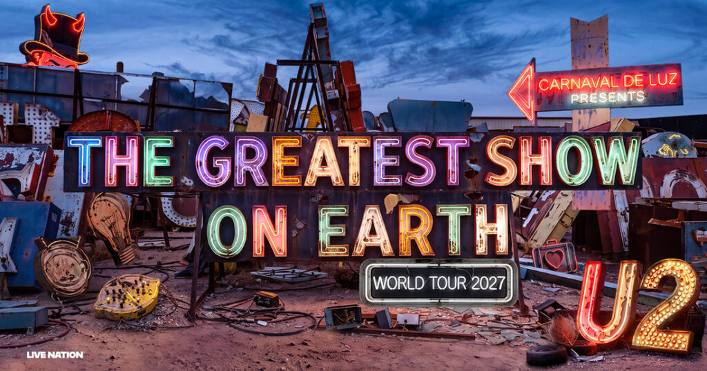 U2 The Greatest Show On Earth World Tour 2027 announcement artwork